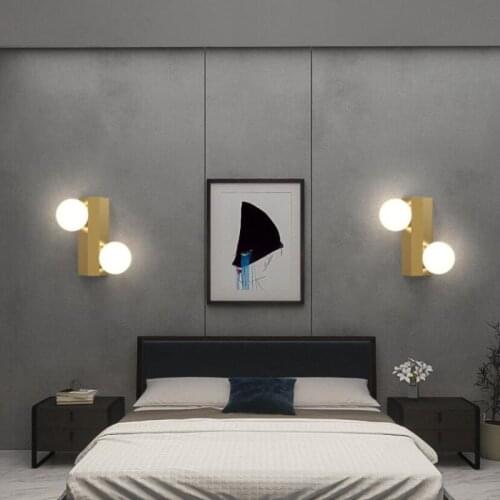 Modern Glass Ball Wall Lamps Living Room Bedroom Bedside Luster AC90V-260V LED Indoor black Gold Lamp Aisle Lighting decoration