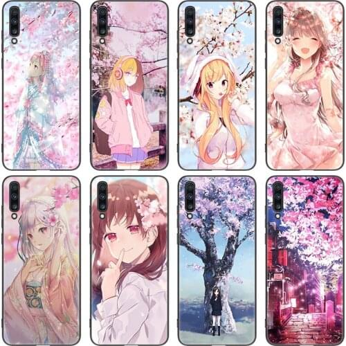 Japan pink sakura anime girl Case For Samsung Galaxy A01 Core A03S A10 A20E A21 A30 A40 A42 A82 A90 A6 A7 A9 A8 + 2018 A5 2017
