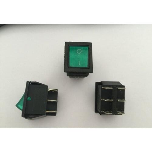 100pcs DPDT Green Indicator Light 6 Pin Rocker Switch 20A 125V