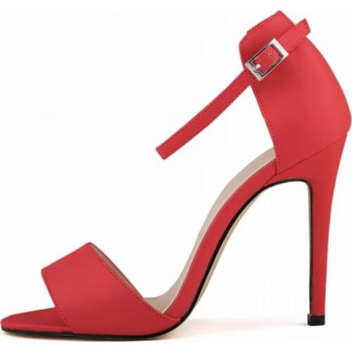LOSLANDIFEN Women NEW Fashion Ankle Strap Sandles Lady High Heels PU Leather Matte Open Toe BUCKLE Office Summer Shoes