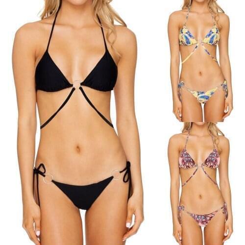 Women Bikini Set Push Up Bandeau Bra Bandage Sexy Female Swimsuit Bathing Strap Buckle decor Suit Swimwear секси мини бикини