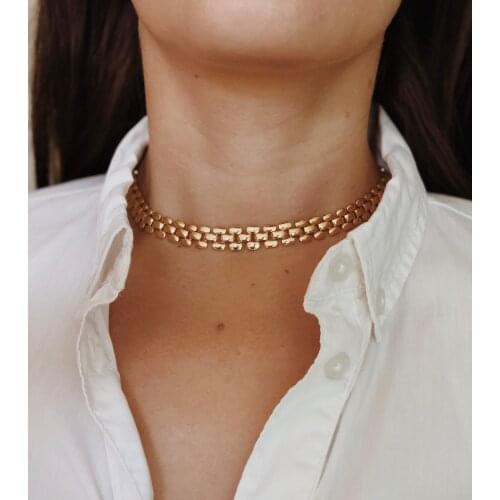 GULCE DERELI, NECKLACE CHOKER, PREMIUM VINTAGE CHAIN NECKLACE CHOKER, NEW PRODUCT, GIFT BOX, GOLD/SILVER PLATED