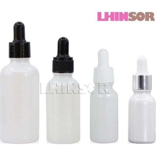 10pcs/lot 15ml 20ml 30ml 50ml Pearl White Glass Dropper Bottle Doterra Essential Oil Vials with Pipette for Cosmetic Container