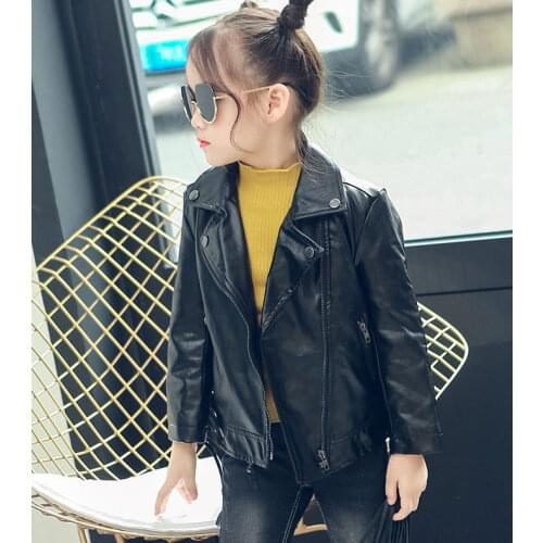 2020 Baby Girl Spring Autumn Winter Clothes PU Coat Jacket Kids Fashion Leather Jackets Children Coats Outerwear Clothes 3-7 Age