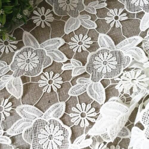 3yards/lot white water soluble lace african cord lace fabrics high quality african floral lace fabric for sewing wedding dresses
