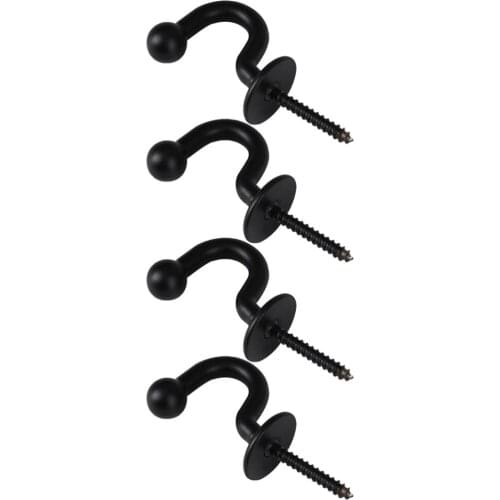 4pcs Zinc Alloy Curtain Hooks Wall Hanging Hooks Metal Modern Hanger (Black)