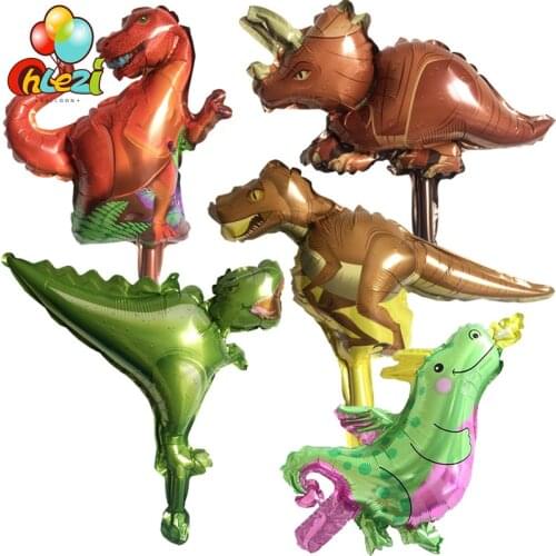 50pcs/lot Mini Tyrannosaurus Triceratops T-Rex Charizard Foil balloon Dinosaur world Birthday party decoration Childrens toys