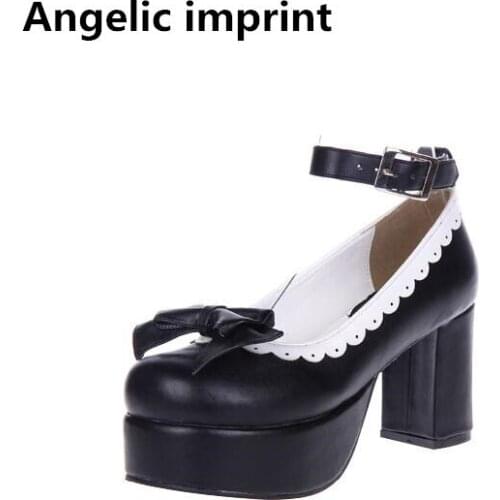 Angelic imprint woman mori girl lolita cosplay shoes lady high heels pumps women princess dress party shoes 33-47 lacework 8cm