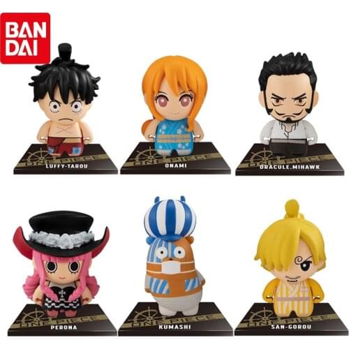 Bandai Genuine ONE PIECE Small Collections Dolls Series 5 Luffy Nami Vinsmoke Sanji Kumasy Action Figure Collections Model Toys