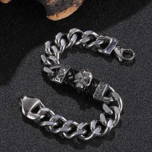 Punk Stainless Steel Bracelet Braided Genuine Leather Lobster Clasp Men Jewelry Gifts