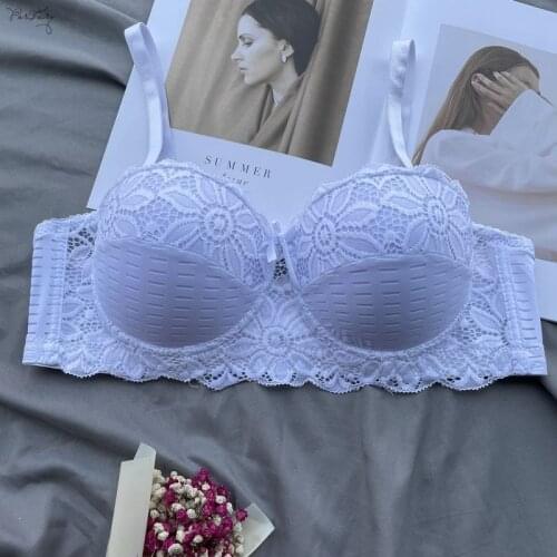 Parifairy White Bras for Women Thin Mold Cup Bra Plus Size 85C 90C 95C 100C Floral Embroidered Underwear Female Underwire Bra Bh