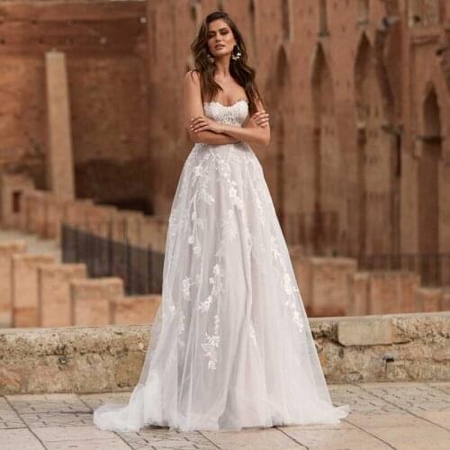 Eightale Boho Wedding Dress for Woman Sweetheart Strapless Appliques Lace Wedding Gowns Bridal Dress trouwjurk robe de mariage