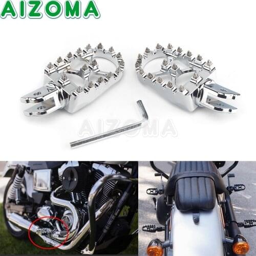 Chrome Aluminum Footrest Footpegs Foot Rest Peg Rear Pedals Set for Harley Deluxe FLDE Low Rider FXLR Street Bob FXBB FLSL FLFB
