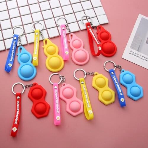 Fidget Toy Simple Dimple Push Bubble Anti-stress Squish Toy Pop Its Gourd Keychain Antistress for Children Toy