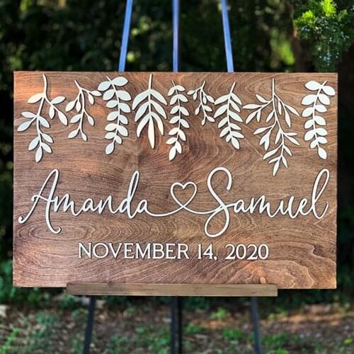 Personalized Rustic Wedding Decor,Elegant Unique Wedding Board,3D Wedding Welcome Sign,Laser Cut Welcome Wedding Sign No Stand