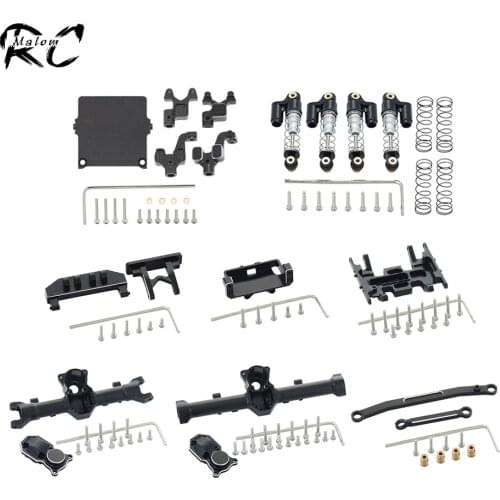 Aluminum Alloy Axle Housing Front Bumper Mount Shock Absorber Steering Link Set for 1/24 RC Crawler Axial SCX24 AXI90081 Upgrade