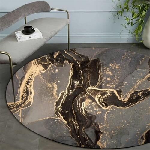 Abstract Ink Painting Black Gray Area Rug Luxury Room Chair Mat Non-slip Washable Round Carpet For Living Room Modern Floor Mat