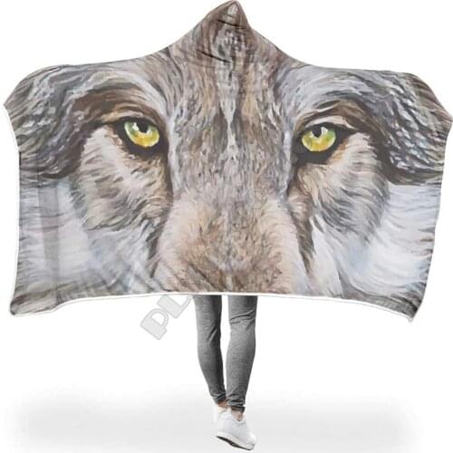 Wolf Beautiful Breathable Hooded Blanket 3D Printed Wearable Blanket Adults men women kids Boy Girl Blanket blanket throw