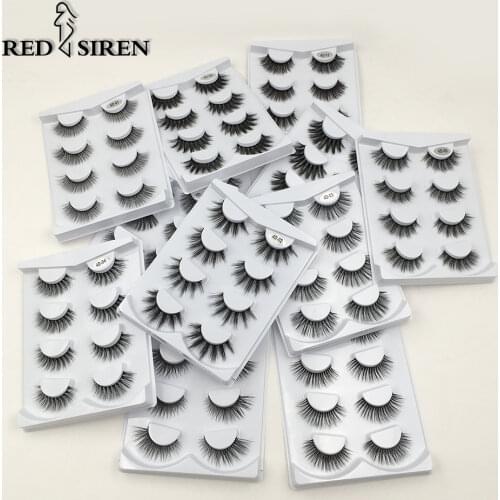 RED SIREN 4 Pairs False Eyelashes 3D Faux Mik Lashes Handmade Natural Eyelashes Soft Volume Fake Lashes Makeup Eyelash Extension