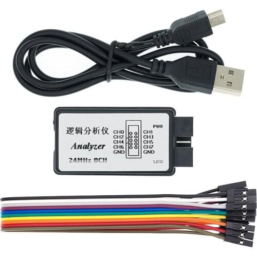 10pcs/lot USB Logic SCM 24MHz 8 Channel 24M/seconds Logic Analyzer Debugger for ARM FPGA Logic Analyzer Logic 24M 8CH