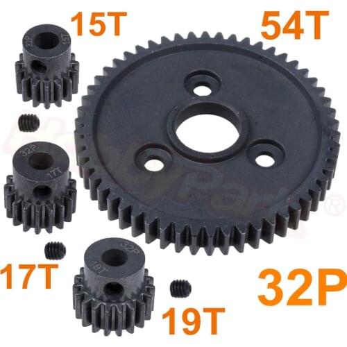 32P Steel Metal Spur Gear 54T / 15T 17T 19T Motor Pinion Gears for Traxxas Slash 4x4 Stampede 4x4 VXL Rustler 4X4 E-Revo T-Maxx