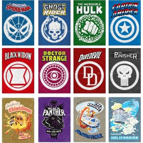 Marvel Superhero Avengers Minimalist Retro Poster Spiderman Canvas Painting Mural Decoration Picture Living Room Home Decor