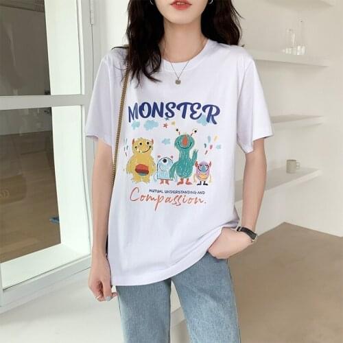 Fashion Summer Tops T Shirt Women Tshirt New Monster Tshirt Graphic Tee Cute Women T-shirt Female Tee Shirt 90s Girls Tee Tshirt