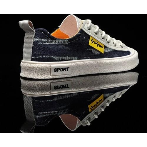 Mens Shoes Casual Zapatos De Hombre Breathable Denim Canvas Shoes Soft Comfortable Lace-Up Sneakers Flats Loafers Size 39-47