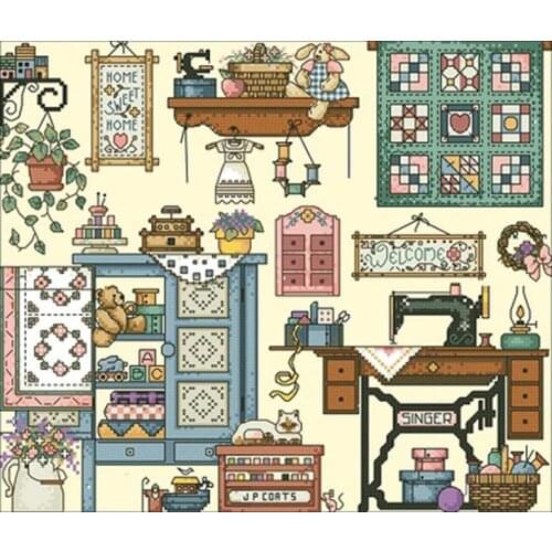 TOP Sewing machine objects patterns Counted Cross Stitch 11CT 14CT DIY Cross Stitch Kits Embroidery Needlework Sets
