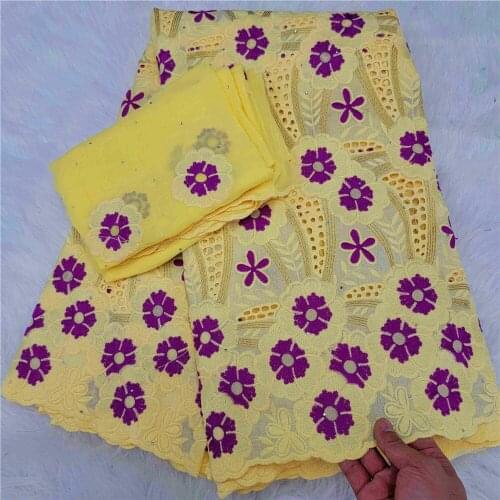 Latest French 100% Cotton Embroidered Swiss voile Net Lace African Punch Lace Fabrics For Dress 5+2Yards/Lot HLC318