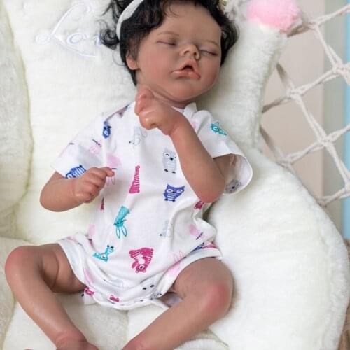 Original Twin B bebe reborn doll black skin newborn African American baby real alive dolls for children gift 50cm