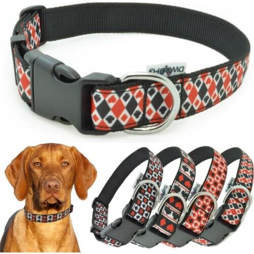 DWOOFG Sturdy Collar for Dogs, Premium Adjustable Polyester Pet Collars, Durable with Buckle Plaid Design B0929