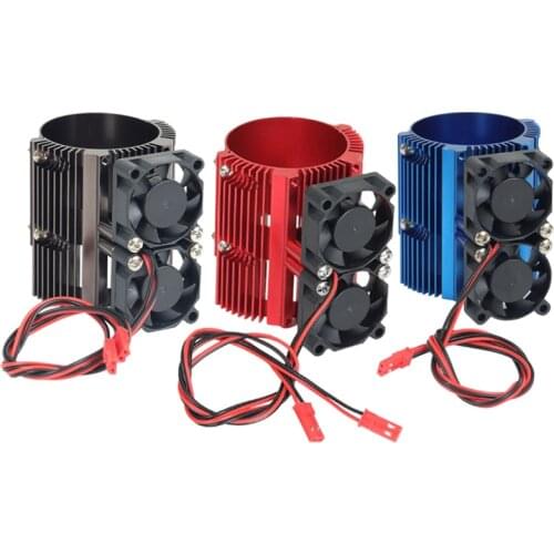 RC Car Fan Motor Heatsink 41-43mm Dual Fan Motor Radiator Heat Sink For High Speed 1:8 Motor Traxxas SUMMIT Big S E-REVO Big E