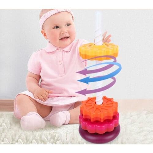 Rainbow Tower 2021 New Popular Baby Stack Toy Color Spin Tower Big Size High Quality Gift For Kids Boy And Girl Toys