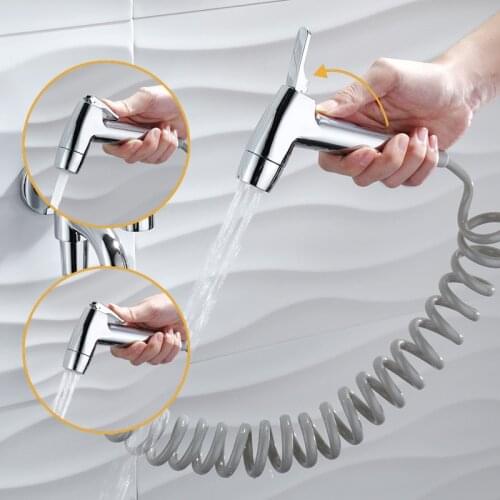 Handheld Portable Bidet Toilet Shattaf ABS Sprayer Bathroom Toilet Bidet Shower Chrome Silver Brass Toilet Bidet Faucet Set