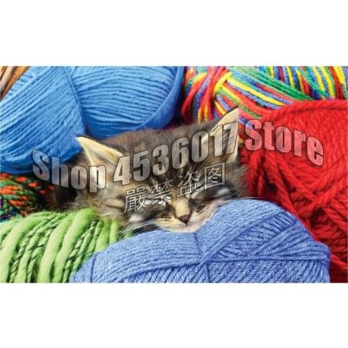 DIY Diamond Embroidery A Sound Sleep Cross Stitch Mosaic Diamond Painting Cat Art Pattern Full Square Rhinestone Home Decor Gift