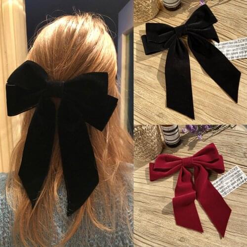 1PCS elvet Big Bow Hairpin For Women Solid color Ribbon Elastic Ponytail Scrunchie Hair Clips Fashion Hair Accessories