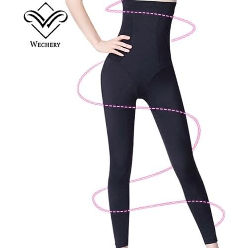 Wechery Body Shaper Long Control Panties Stretchy Flexible Shapewear for Women High Waist Slimming Underwear Spandex Pants