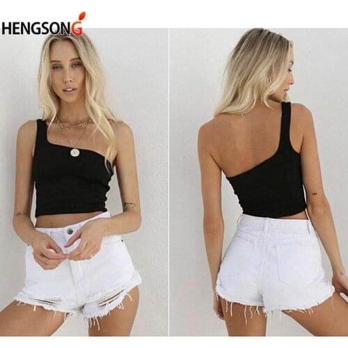 Womens Vest Sports Cropped Tops one-shoulder No Steel Ring Suspenders Wrapped Chest Sexy Slim womens Camisole 2020 New