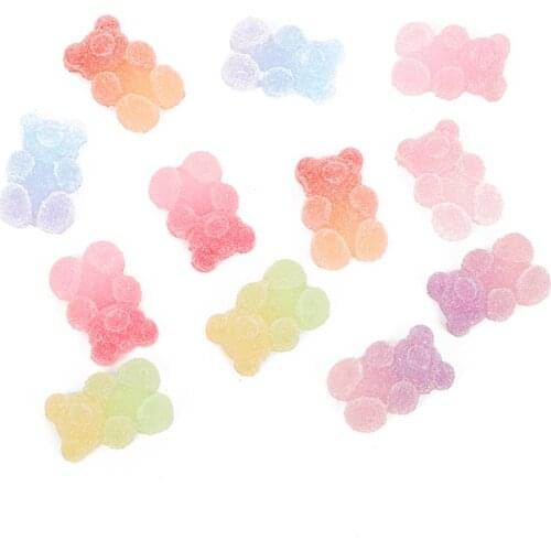10Pcs 7 Colors Cute Rainbow Bear Fudge Resin Kawaii Accessories Scrapbooking Cabochon Flatback Decoration Craft Embellishment