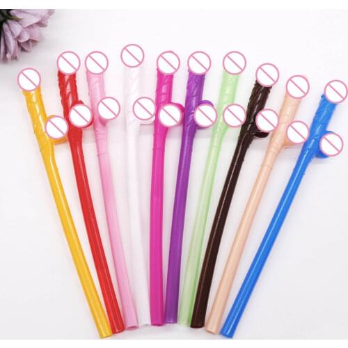 10Pcs Drinking Penis Straws Bridal Shower Sexy Hen Night Willy Penis Novelty Nude Straw for Bar Bachelorette Party Supplies