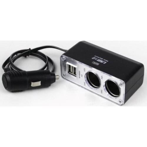 100pcs Double USB Port 2 Way Auto Car Cigarette Lighter Socket Splitter Car Charger Plug Adapter DC 12V 24V
