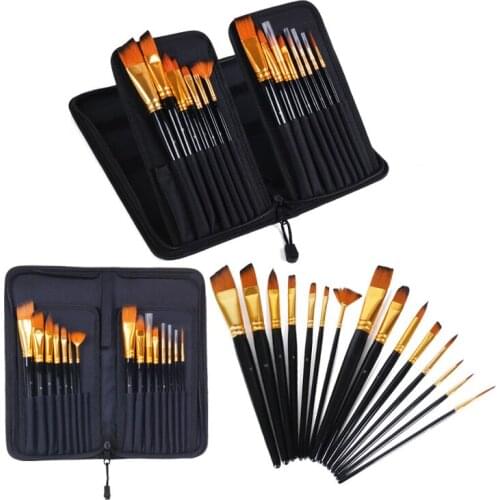 15PCS/lot High End Nylon Hair Water Chalk Watercolor Pen Oil Painting Stroke Painting Bag Art Paint Brushes Supplies