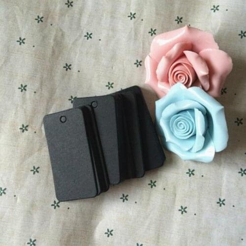 5.4 * 2.8 cm Hot sell black square blank kraft paper tags jewelry price tags card tags with Hemp rope 500 pcs/lot