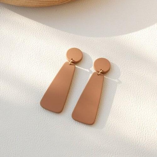 AOMU 1Pair 2021 Fashion Simple Geometric Long Dangle Drop Earrings Vintage Morandi Brown Acrylic Earrings Jewelry Gifts
