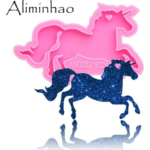 DY0151 Shiny Pegasus Unicorn Silicone Molds For DIY Truck key ring horse epoxy resin Mold Craft custom keychain