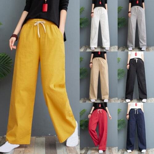 Wide Leg Pants Casual Cotton And Linen Loose Womens Trousers Fashion And Elegant Womens Trousers Hot New Spring And Summer