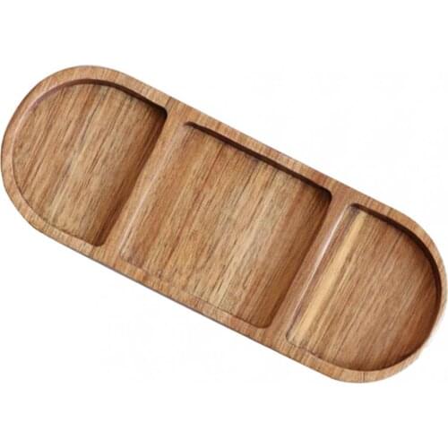 Divided Serving Tray Wooden Snacks Dish Tray For Home Kitchen Dining Room