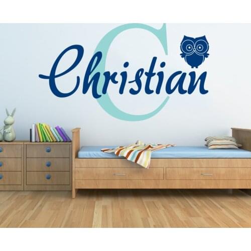 Baby Personalized Kids Name With Initial Wall Stickers Home Art Children Bedroom Decor Nursery Room Sweet Vinyl Wall Decals W-97