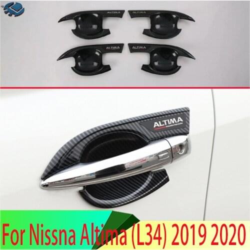 For Nissna Altima (L34) 2019 2020 Carbon Fiber Style Door Handle Bowl Cover Cup Cavity Trim Insert Catch Molding Garnish